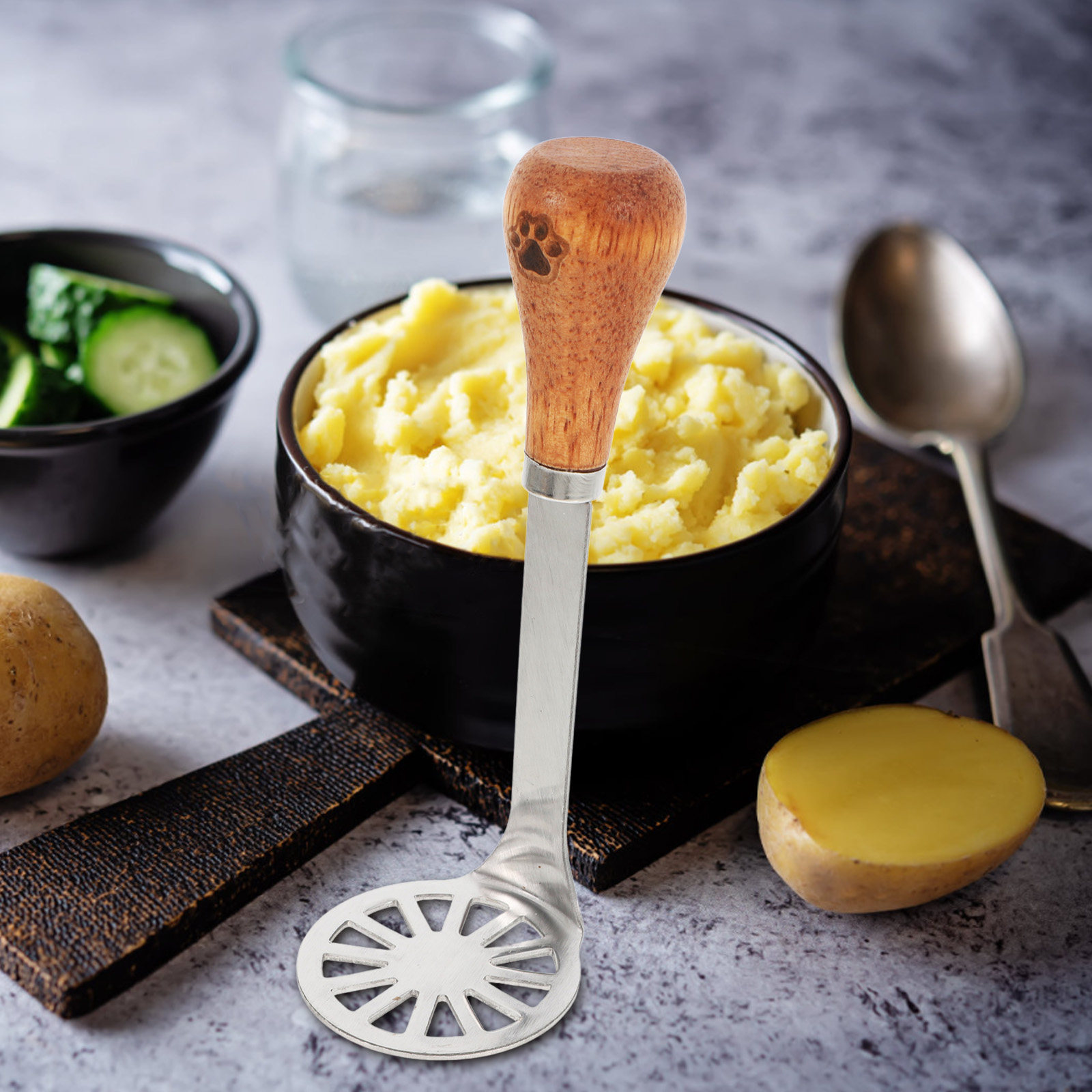 Baby Food Avocado - Potato Masher Stainless Steel Wood Handle