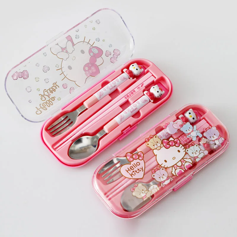 Weaning Spoon Set - Kawaii Hello Kitty Children Chopsticks Fork