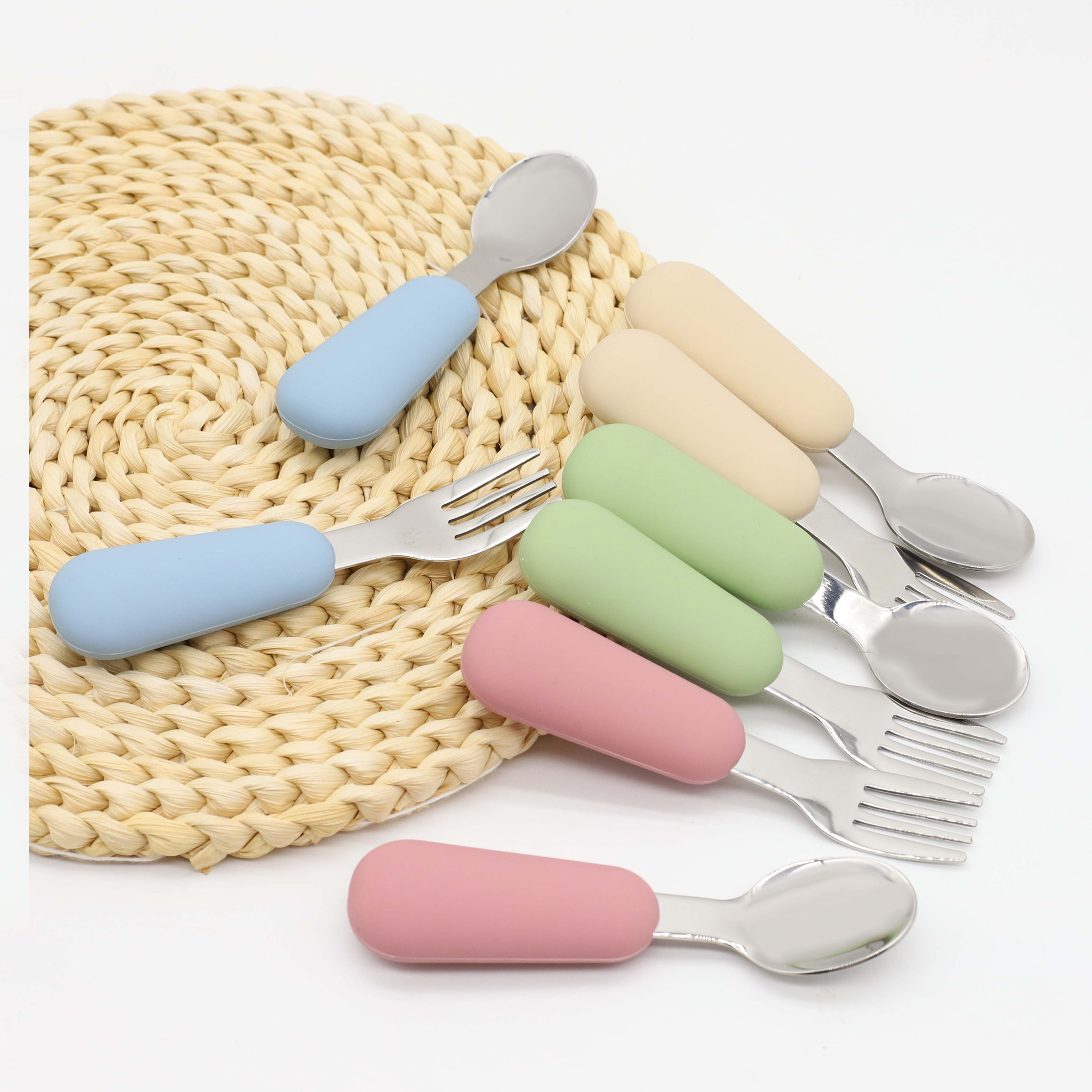 Baby Food Dispensing Spoon - Silicone stainless steel spoon fork food