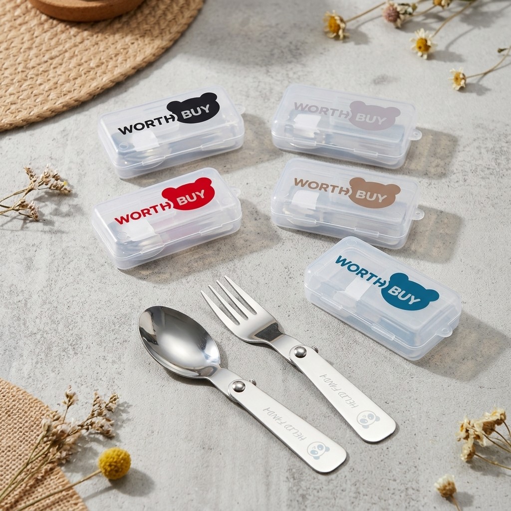 Weaning Spoon Set - 3Pcs/Set Portable Folding Fork Spoon With