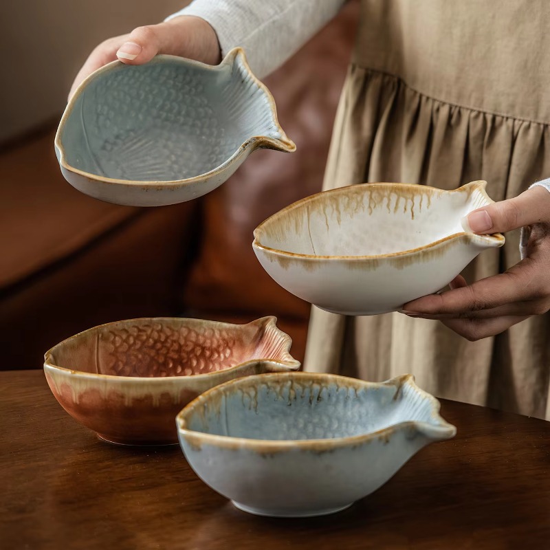 Baby Food Restaurant - Creative Fish Shape Ceramic Bowl Retro
