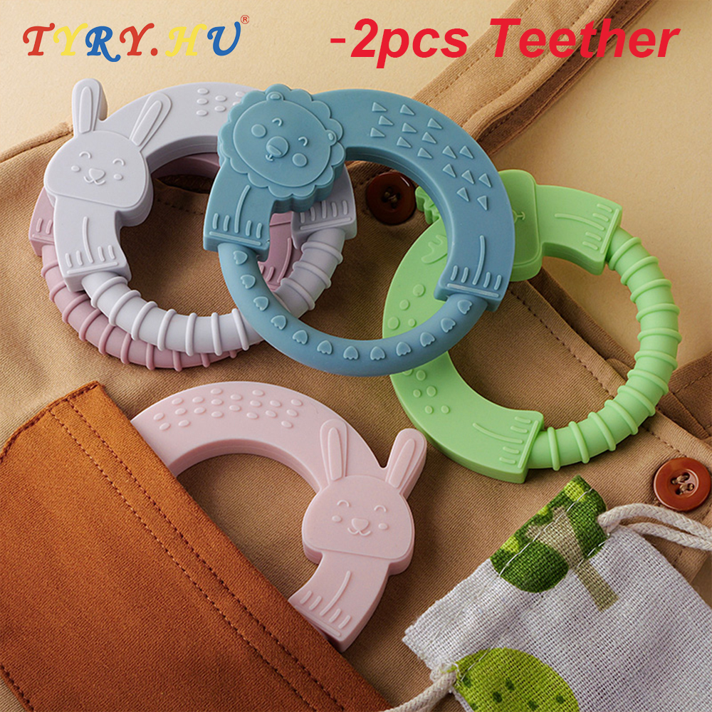 Baby Food Organic - 2PC Silicone Teether Baby Animal Shape