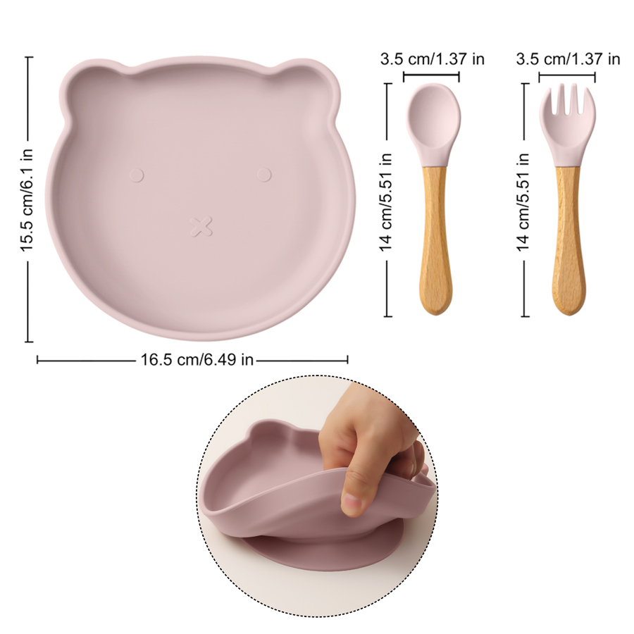 3PCS Cartoon Bear Silicone Suc - Baby Food Dispensing Spoon incelemesi ve fiyatı
