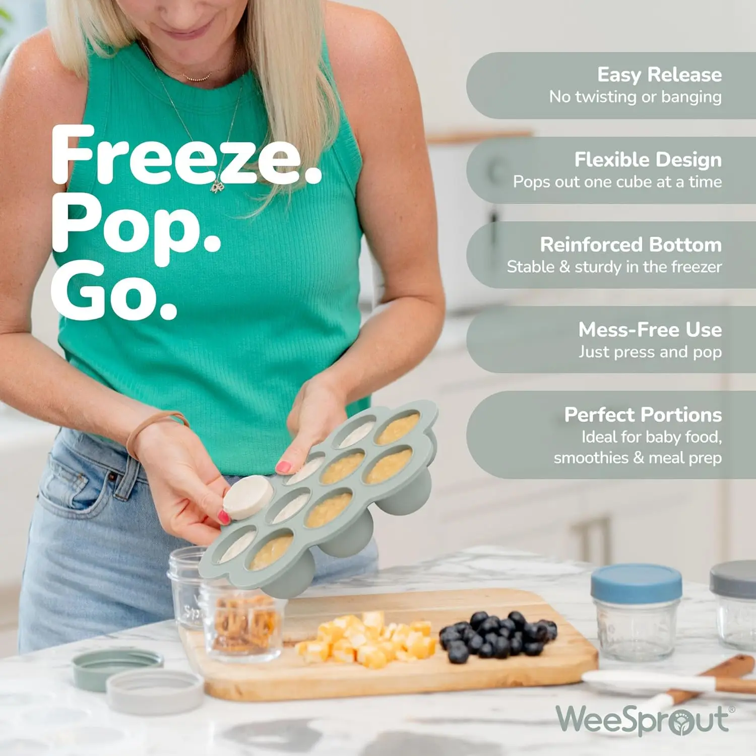 Bright Blue Silicone Freezer T - Baby Food Freezer Tray incelemesi ve fiyatı